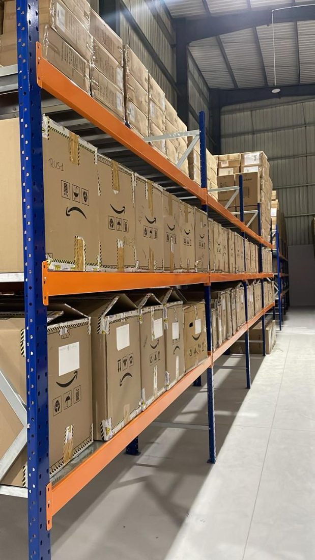 Stocked racks with marketplace cartons